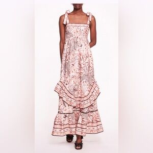 NWT Marchesa Rosa Abstract Flying Cheetah Maxi Dress Cotton Size 12
